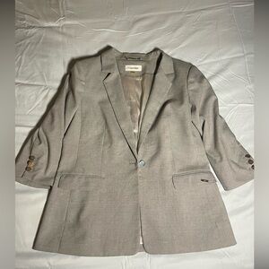Calvin Klein Elbow Length Grey Blazer-Size 14